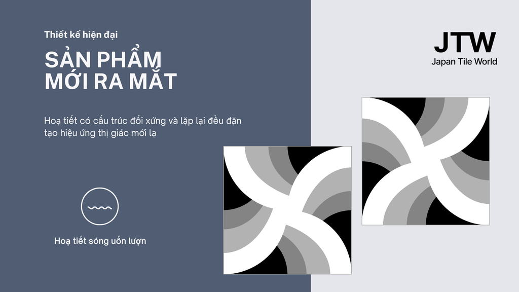 Mẫu gạch hoạ tiết 3D với gam màu đen-trắng-xám