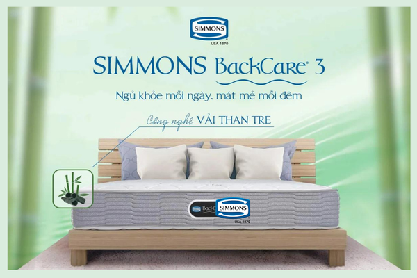 Simmons Backcare 3 - Nệm than tre kháng khuẩn