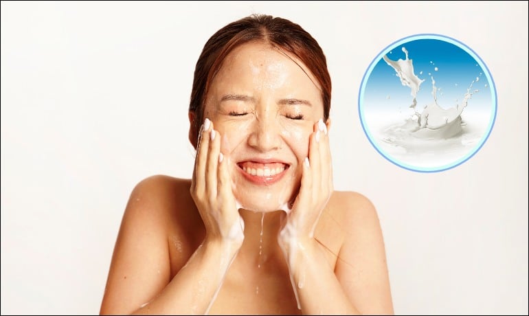 Cách rửa mặt bằng sữa tươi không đường không bắt nắng