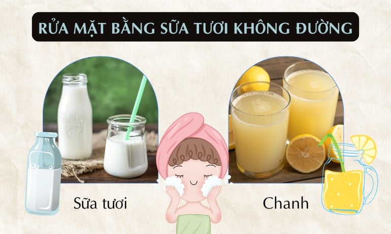 Cách rửa mặt bằng sữa tươi không đường không bắt nắng