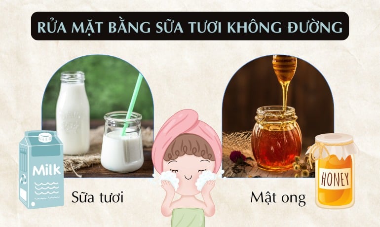 Cách rửa mặt bằng sữa tươi không đường không bắt nắng