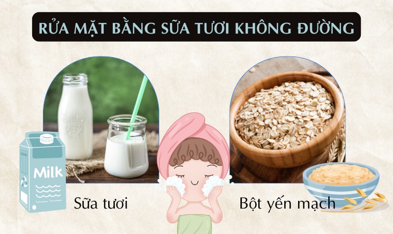 Cách rửa mặt bằng sữa tươi không đường không bắt nắng