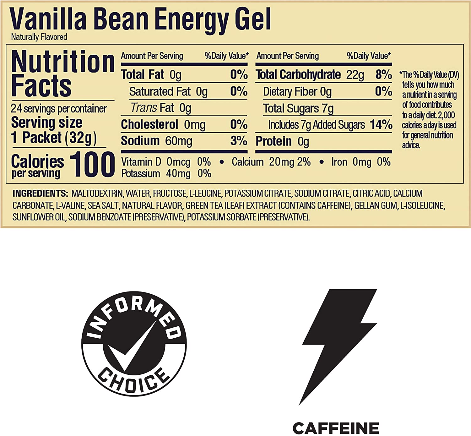 GU Energy Gel Vanilla Bean fact