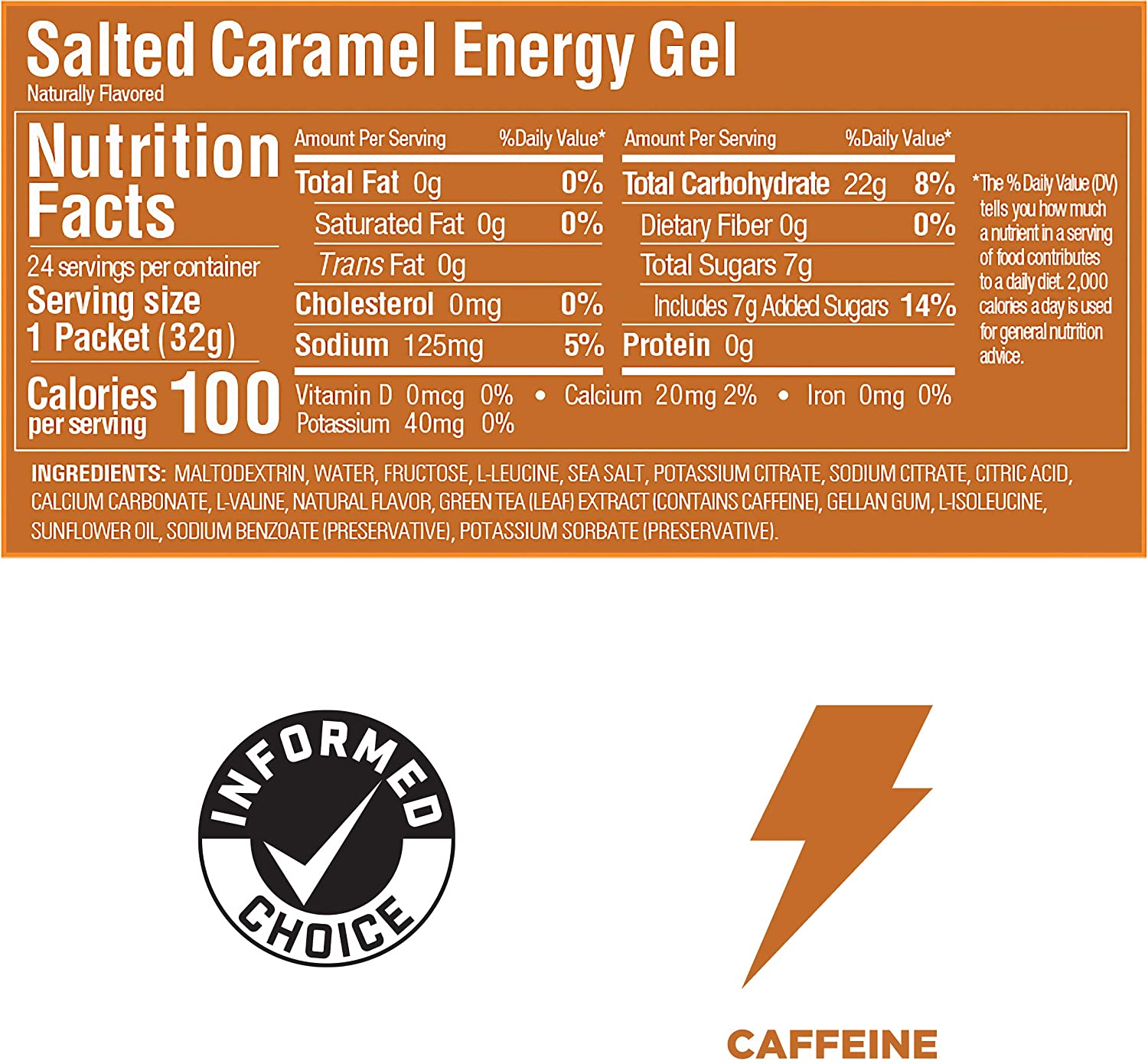 Gu Energy Gel Salted Caramel Fact