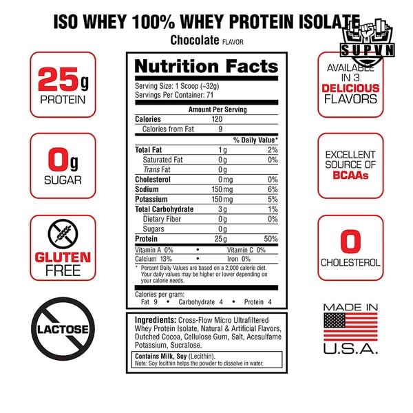 Labrada Iso Whey 100% Protein Isolate Thành Phần