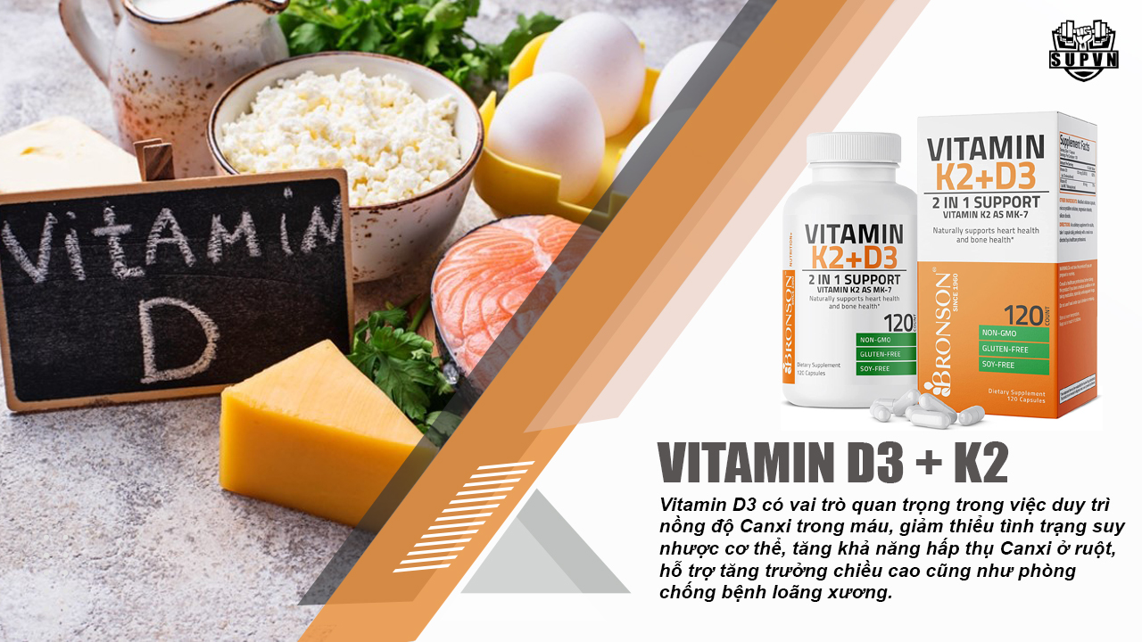 Vitamin D3 k2 Mk-7 Tăng cơ bắp, tăng mật độ xương