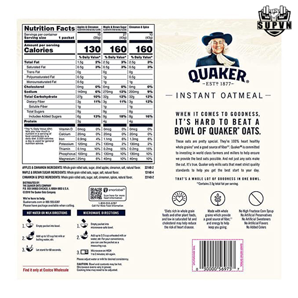 Quaker Oats Instant Flavor Variety fact