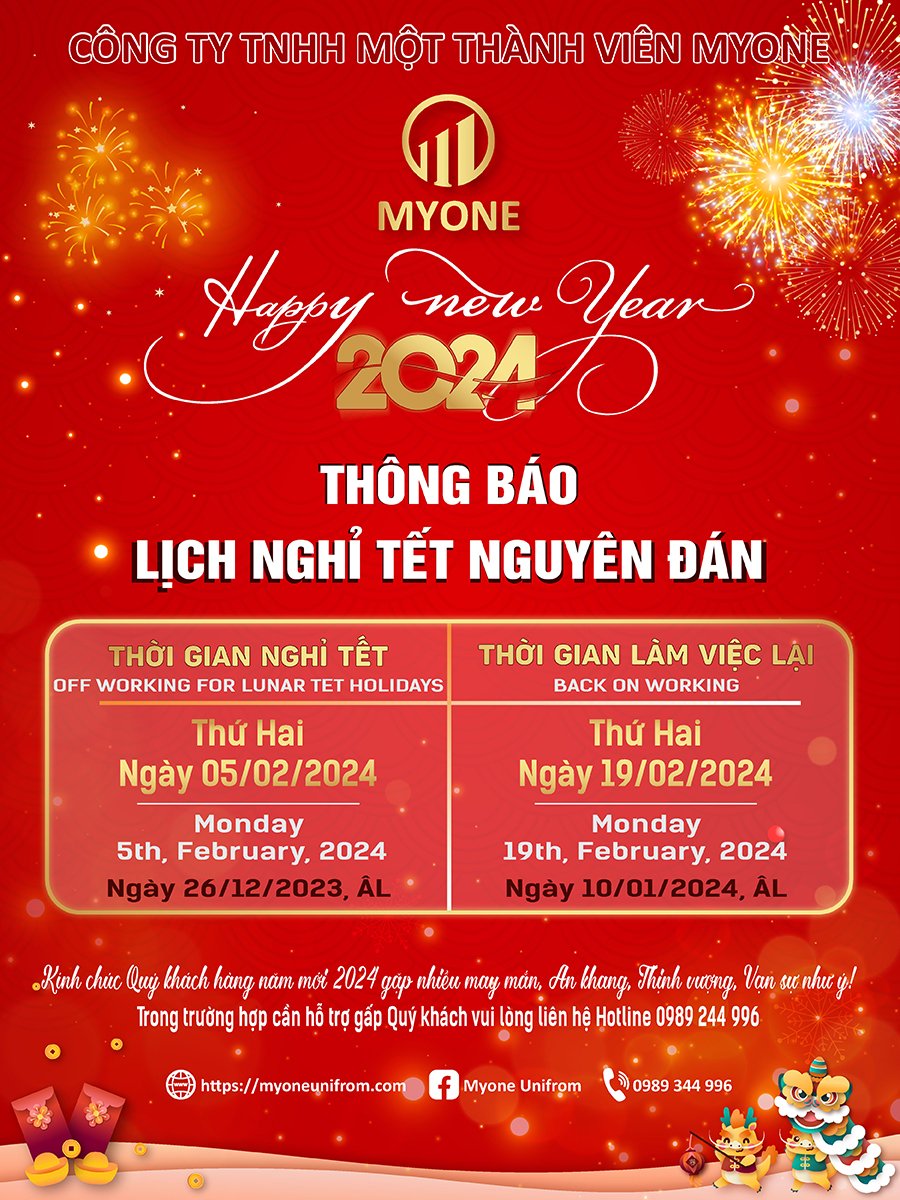 Lịch nghỉ Tết Nguyên Đán 2024 - Công ty TNHH MTV MYONE