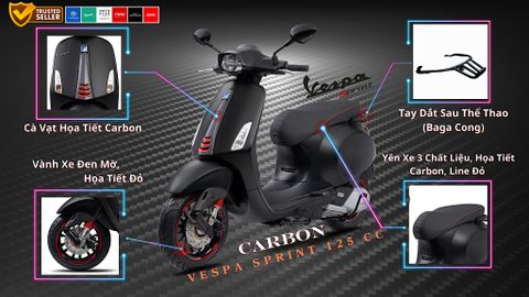 Vespa Sprint 125cc Carbon 2024 - Phong Cách Thể Thao Thời Thượng Dẫn Đầu Xu Hướng