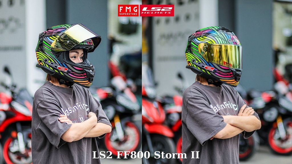 Nón/Mũ Bảo Hiểm Fullface LS2 FF800 Storm 2 Power Black Rainbow chính hãng tại FMG Superstore
