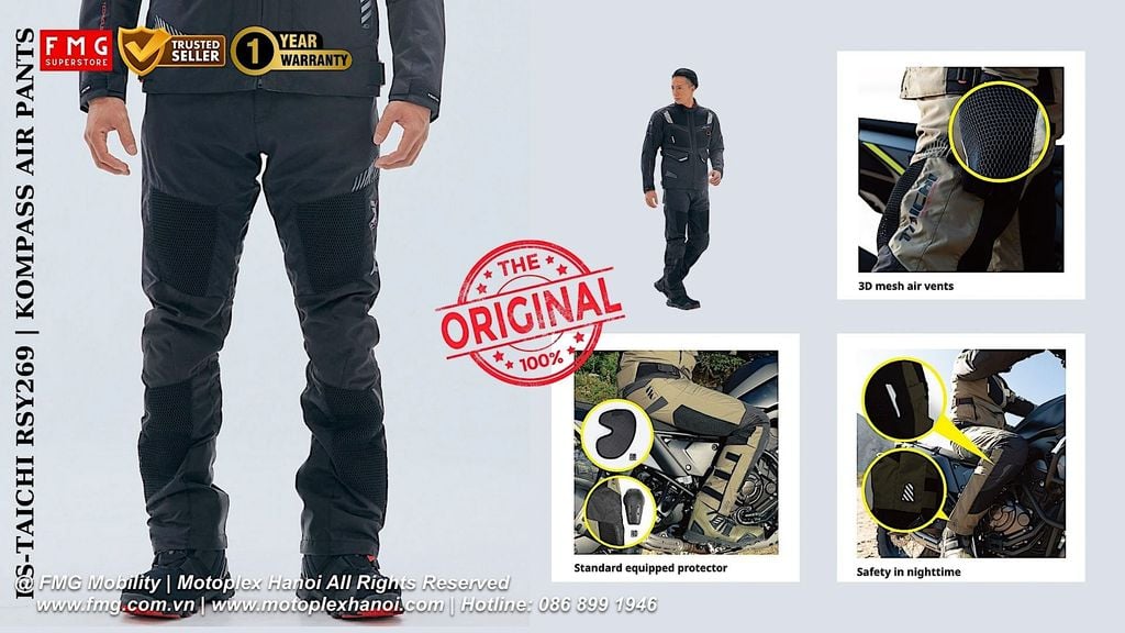 Trang bị bảo vệ trên Quần Bảo Hộ Moto RS-Taichi RSY269 Kompass Air Pants