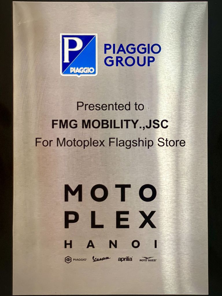 Chứng nhận Motoplex Hanoi từ tập đoàn Piaggio