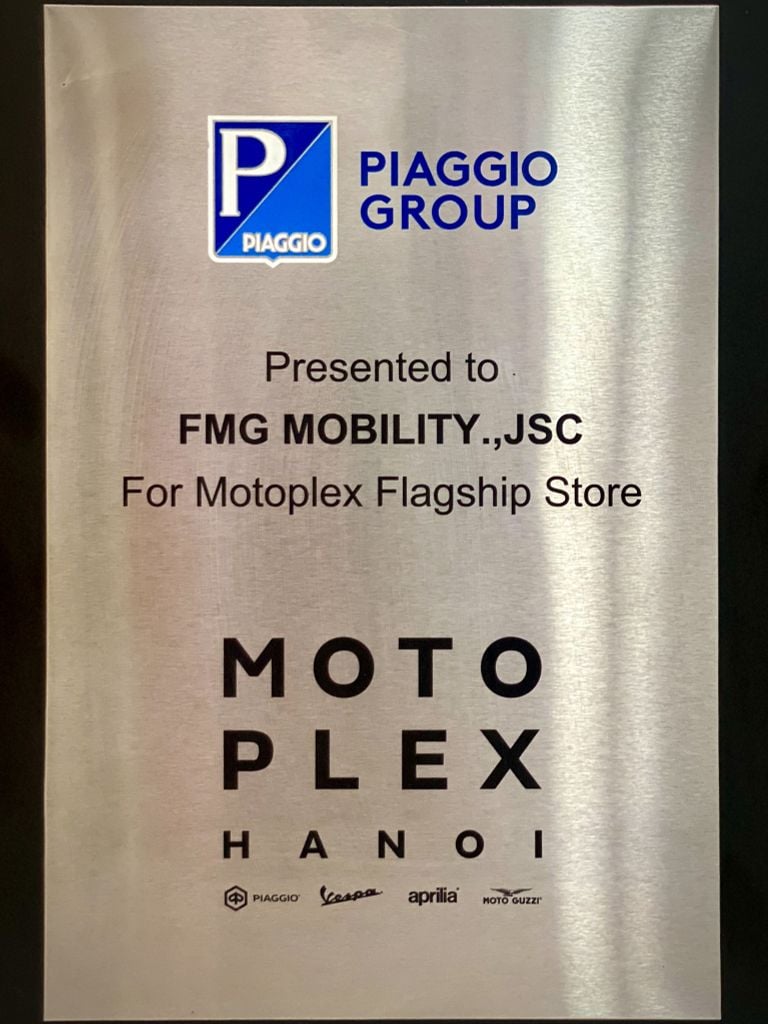 Chứng nhận Motoplex Hanoi từ Tập đoàn Piaggio