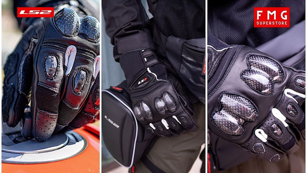 Găng tay moto LS2 Spark 2 Leather Man bảo vệ ngón tay và khớp ngón tay bằng vật liệu carbon cao cấp