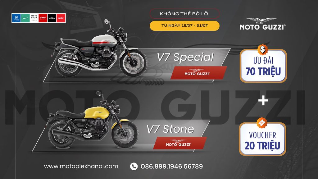 Khuyến mại lên đến 90 triệu khi mua xe Moto Guzzi V7 tại Motoplex Hanoi