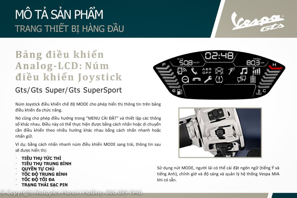 Núm Joystick trên Vespa GTS Super Sport 150