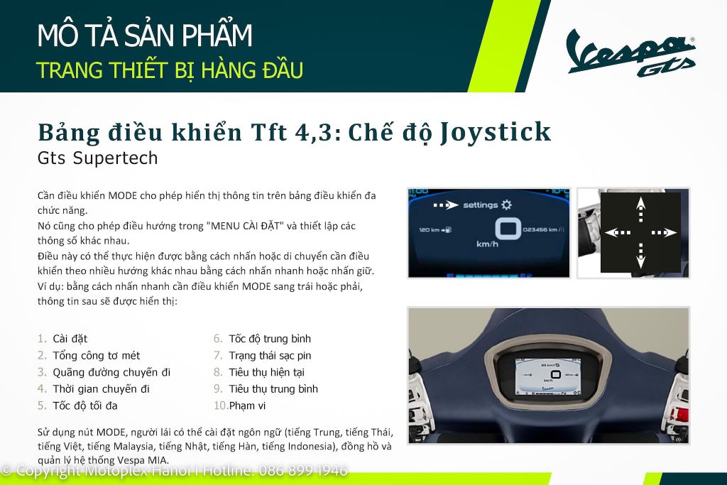 Núm Joystick trên Vespa GTS Super Tech 300