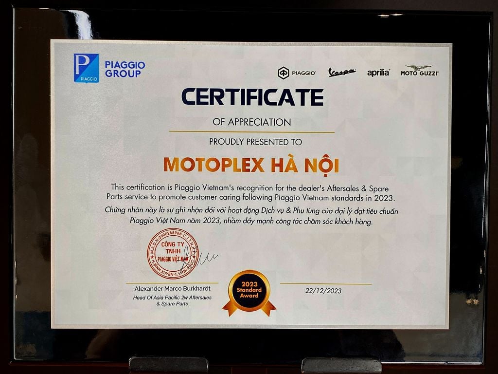 Motoplex Hanoi đạt chứng nhận 