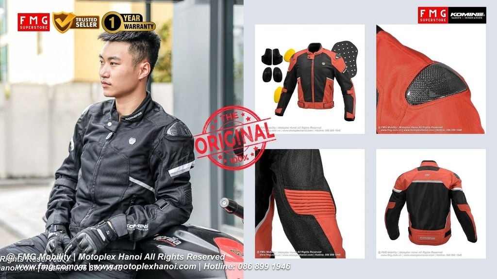 Bảo Vệ và An Toàn trên Áo Bảo Hộ Moto Komine JK-1573 Protect Carbon Mesh Jacket