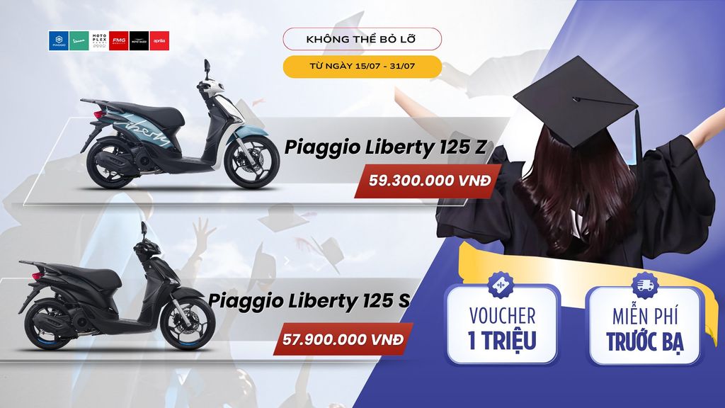 Hỗ trợ Phí Trước Bạ khi mua Piaggio Liberty trong thánh 07/2025