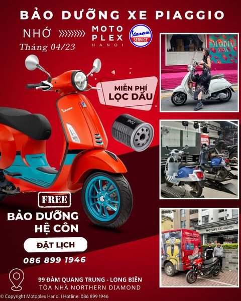 Service Motoplex Hanoi Khuyến Mại tháng 04 cho Vespa Piaggio