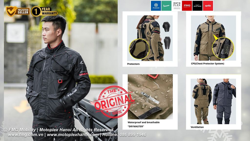 Trang bị bảo vệ trên Áo Bảo Hộ Moto RS-Taichi RSJ729 Drymaster Kompass All Season Jacket