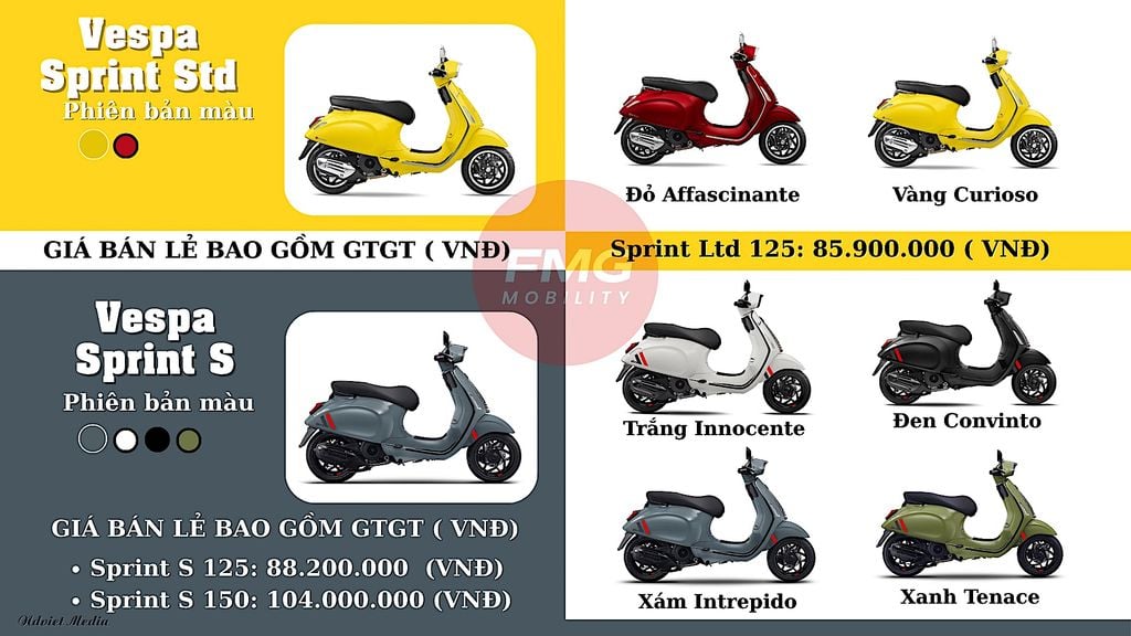 Giá xe Vespa Sprint S 2025&nbsp;tại FMG Mobility | Motoplex Hanoi