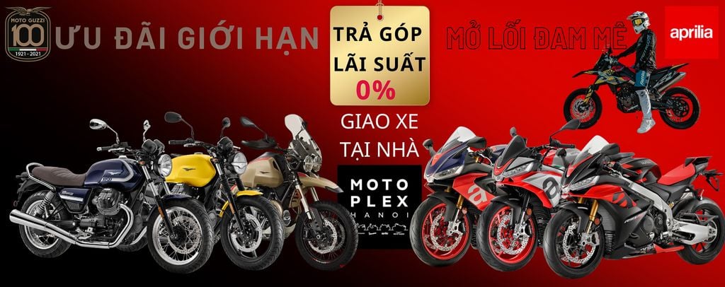 Trả Góp xe Moto Aprilia và Moto Guzzi lãi suất 0% trong 12 tháng tại Motoplex Hanoi