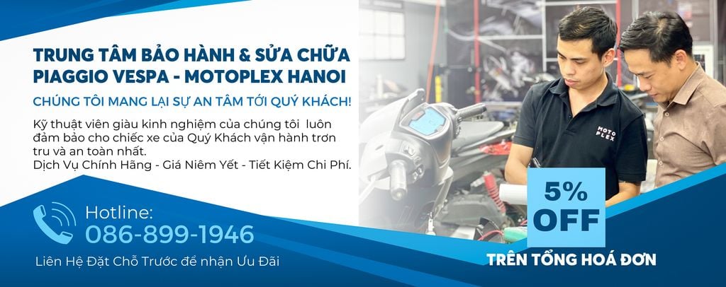 Trung Tâm Sửa Chữa và Bảo Hành Vespa Piaggio Motoplex Hanoi Khuyến Mại tháng 07/2023