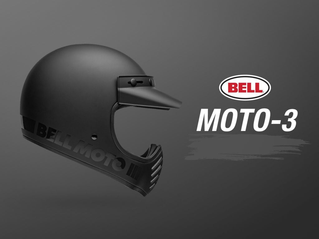 Mũ Bảo Hiểm Offroad BELL MOTO-3 CLASSIC Matte Gloss Blackout Chính Hãng USA - mẫu mũ thể thao Offroad tiên phong