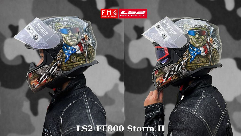 Nón/Mũ Bảo Hiểm Fullface LS2 FF800 Storm 2 Gloss Commando chính hãng tại FMG Superstore