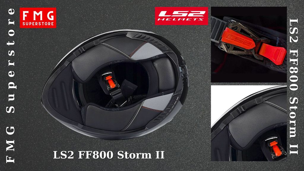 Mũ Bảo Hiểm Fullface LS2 FF800 Storm 2 Gloss Commando sử dụng khóa lẫy thiết kế mới làm từ hợp kim thép không gỉ chắn chắn