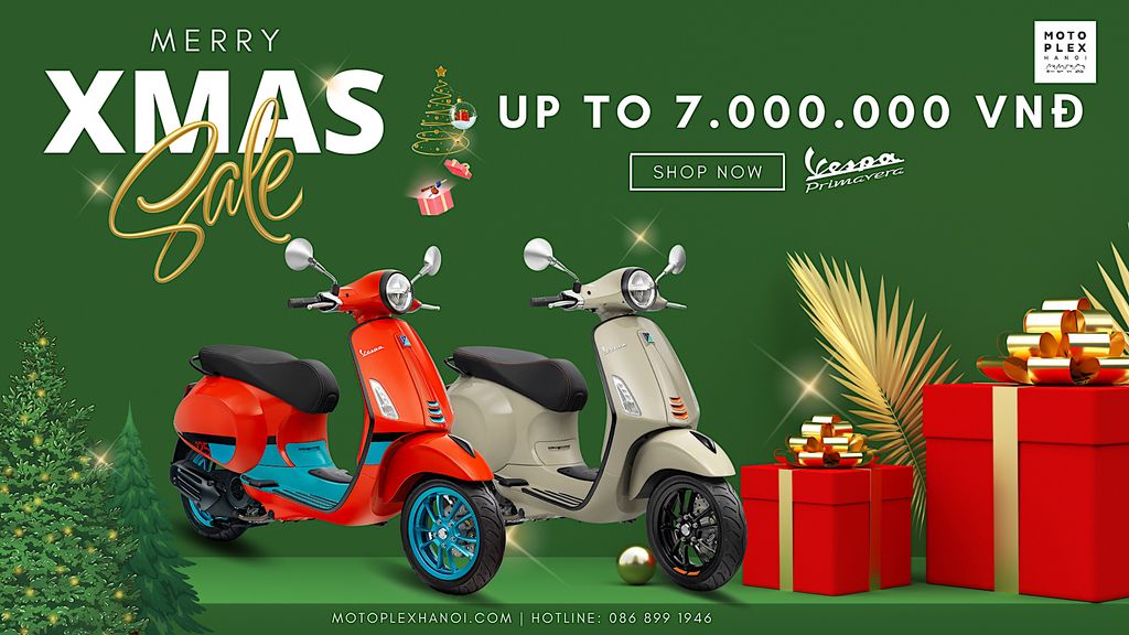 Đón Giáng Sinh ƯU ĐÃI lên đến 9 Triệu  khi mua Vespa Primavera tại Motoplex Hanoi