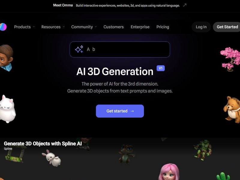 Spline AI 3D editor browser AI generation text to 3D cho web design portfolio