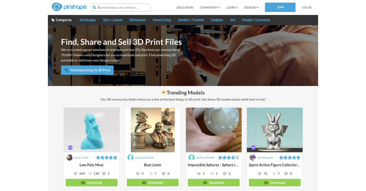 Thư viện Pinshape (Free Models)