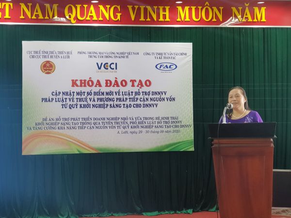 FAC phối hợp với VCCI mở khóa đào tạo cập nhật chính sách thuế mới cho Doanh nghiệp tại huyện A lưới tỉnh Thừ Thiên Huế
