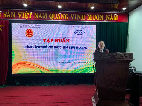 FAC phối hợp với Chi Cục Thuế huyện A Lưới tổ chức tập huấn chính sách thuế cho người nộp thuế năm 2022