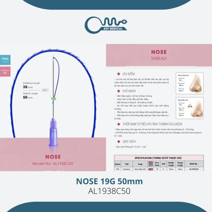 Chỉ nâng cơ NOSE 19G 50mm