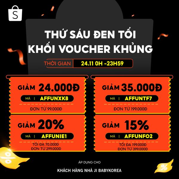 Tận hưởng Cơn Lốc Ưu Đãi Ji BabyKorea: Mã Giảm Giá Hấp Dẫn Chỉ Từ 23.11 - 24.11!