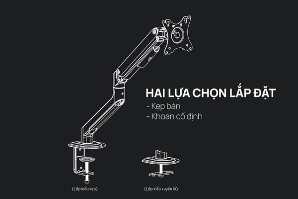 Giá đỡ màn hình đôi Human Motion T6 Pro - Dual Mode