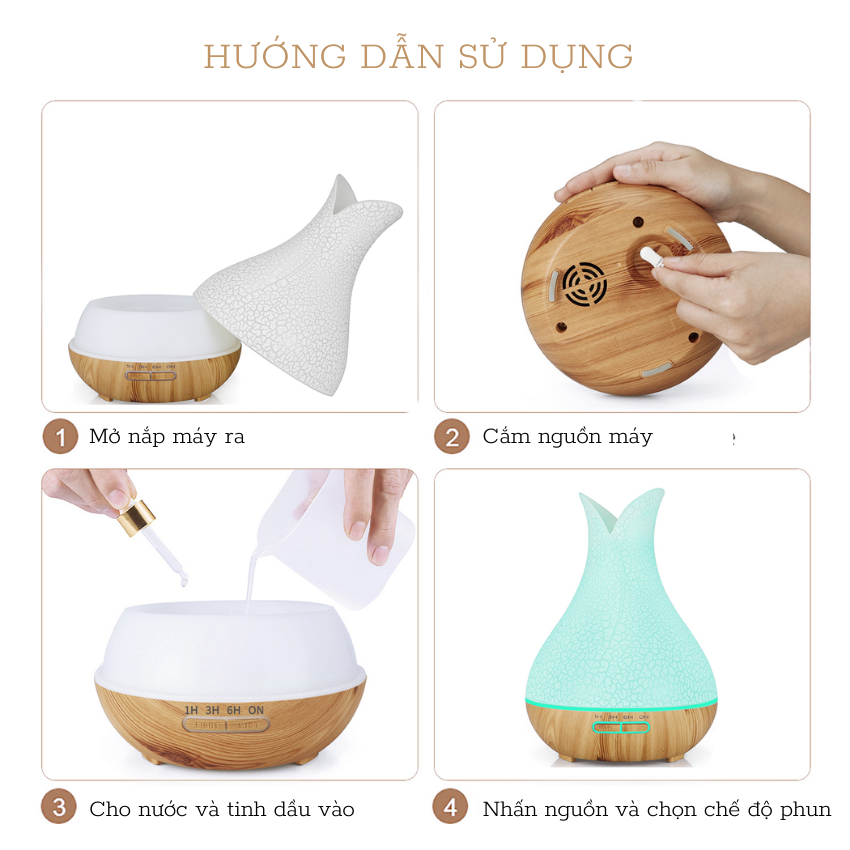 Máy khuếch tán tinh dầu và tạo độ ẩm - Bầu Tiên