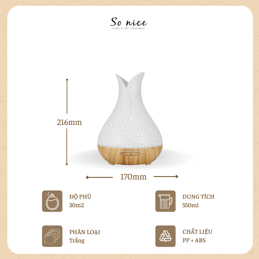 Máy khuếch tán tinh dầu và tạo độ ẩm - Bầu Tiên