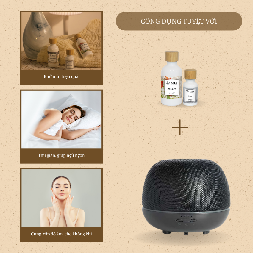 Máy khuếch tán tinh dầu và tạo độ ẩm Lưới tròn