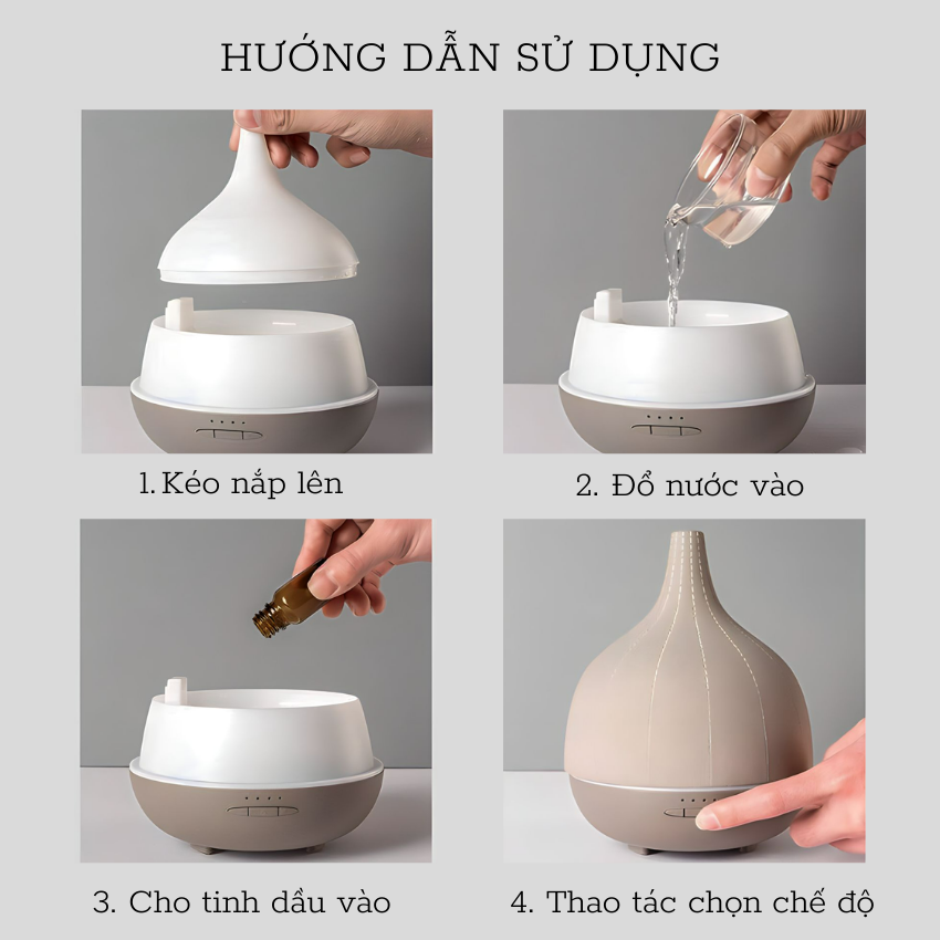 Máy khuếch tán tinh dầu và tạo độ ẩm bầu lớn gốm