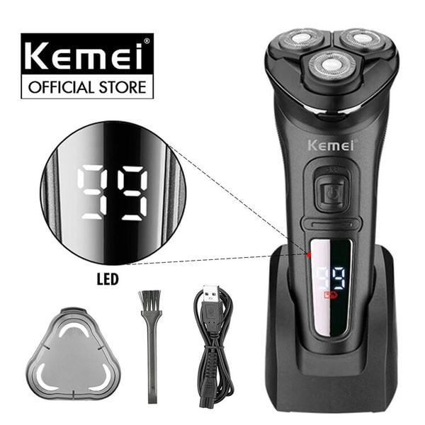 máy cạo râu khô và ướt Kemei KM-2805 công suất 5W có màn hình LED