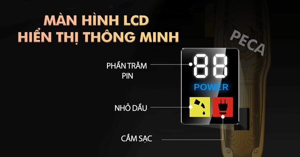 tông đơ cắt tóc có màn hình LCD theo dõi pin tiện lợi