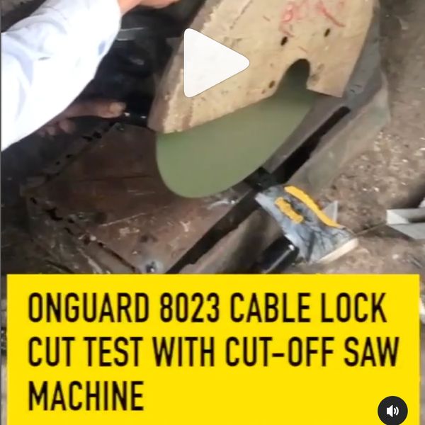 NKX Lock test khóa dây cable khóa bánh, khóa đĩa chống trộm xe máy OnGuard 8023 với máy cưa bàn.