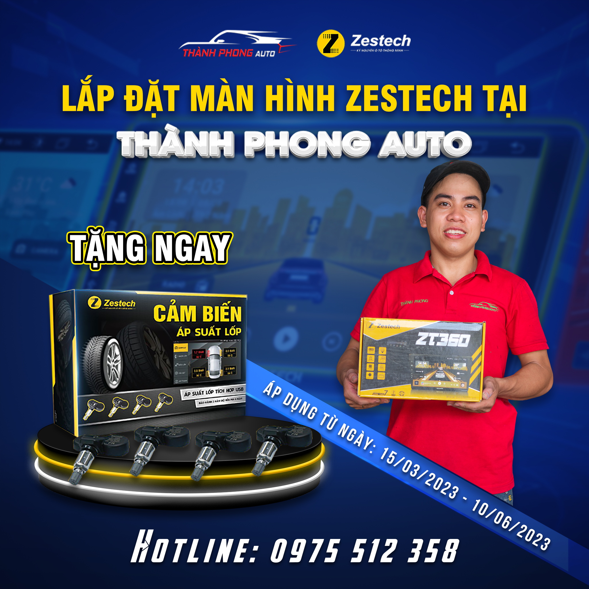 Lắp màn hình android ô tô, Tặng ngay cảm biến áp suất lốp