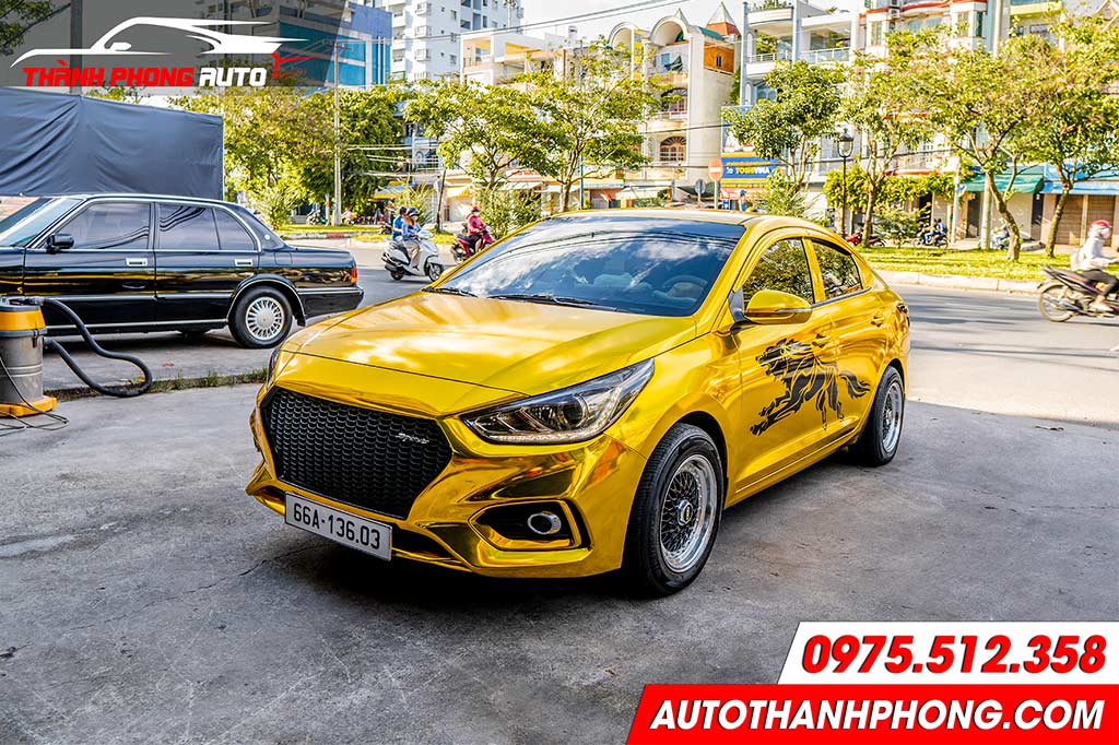 Dán Decal đổi màu cho huyndai Accent màu Vàng Gold