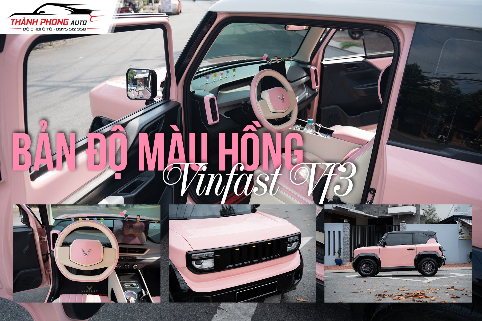 VinFast VF3 độ màu hồng cực chất - Cá tính khác biệt